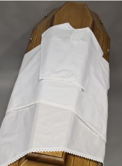 Drap linceul coton + étole dentelle coton