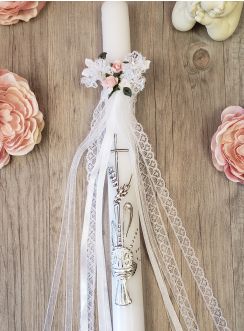 Noeud pour cierge et bougie de baptême ou de communion.
