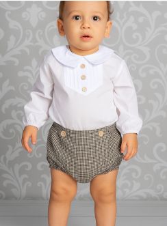 Tenue vintage bébé garçon 2 pièces – chemise et culotte