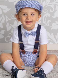 Tenue mariage bébé ou petit garçon en culotte courte bretelle vintage