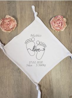 Doudou blanc bébé naissance