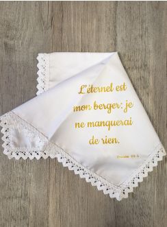 Mouchoir blanc phrase bible cérémonie chrétienne
