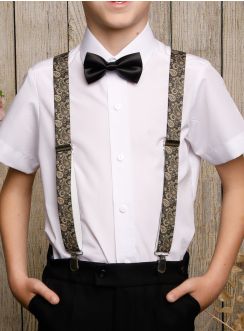 Bretelles enfant motif cachemir pour mariage vintage ou chic noir
