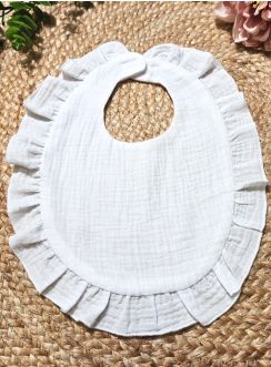 Bavoir bébé coton de gaze blanc - Personnalisable