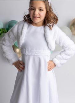 Robe aube de communion + veste fourrure
