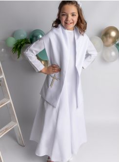 Aube de communion fille + étole Croix Moderne