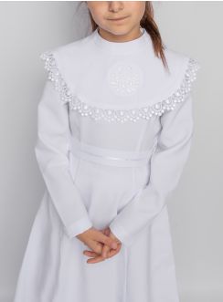 Aube robe de communion pour fille + cape dentelle + ceinture