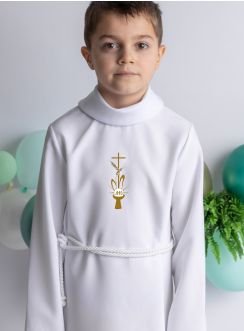 Aube de communion Croix Hostie et Calice