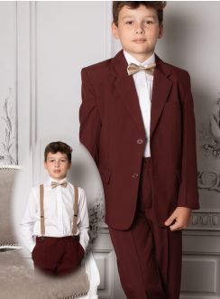 Costume complet 6 pièces bordeaux enfant pas cher