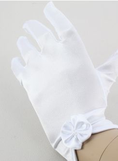 Gants mariage enfant blanc ou ivoire en satin b3959