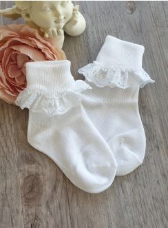 Chaussettes de baptême mariage communion fille pas chères blanc 18-24 mois