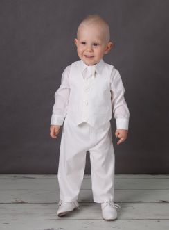 Tenue garçon blanche en coton lin bébé ou enfant pour mariage ou cérémonie religieuse