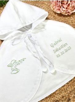 Cape de baptême blanche pour bébé fille garçon personnalisable - b4184 blanc bébé