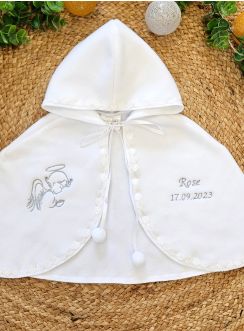 Cape de Baptême bébé polaire " Ange prieur"- Personnalisable