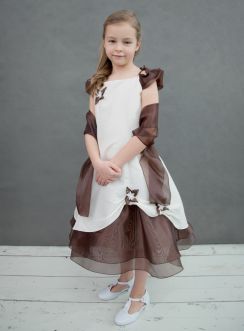 Robe Cérémonie fille pas chère Grace marron et ivoire marron 2 ans