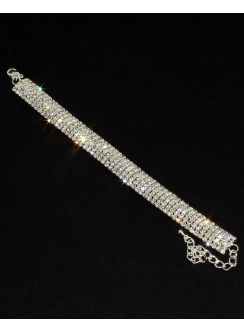 Bracelet de strass large souple Gris argent