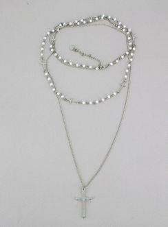 Chapelet perles et Croix blanc ou noir