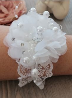 bracelet demoiselle d'honneur blanc fleur strass perle