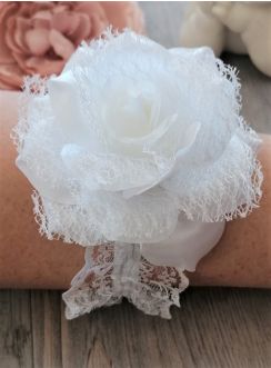 bracelet demoiselle d'honneur blanc avec fleur