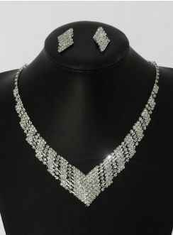 Parure bijoux femme pas cher collier + boucles strass