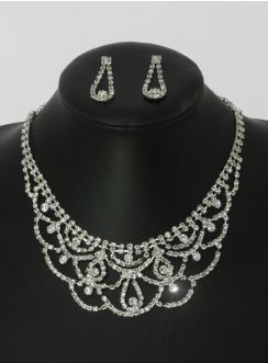 parure bijoux femme pas chère pour mariage argenté avec strass