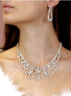 parure bijoux femme pas chère pour mariage argenté avec strass