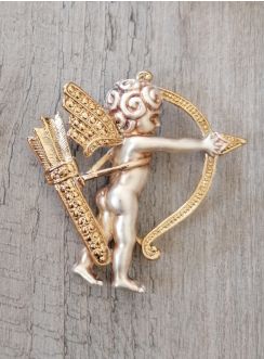 broche bijou ange pour baptême dorée