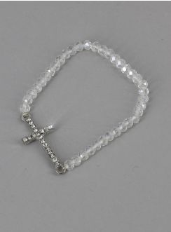 bracelet croix strass blanc
