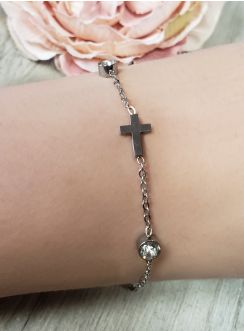 Bracelet croix et strass pour communion