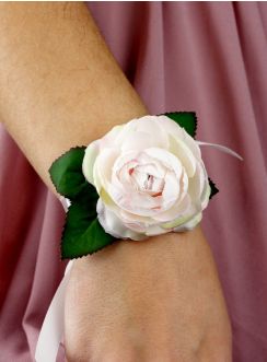 Bracelet demoiselle d'honneur avec fleur pivoine en tissu