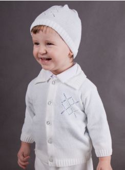 Gilet blanc bébé garçon + bonnet