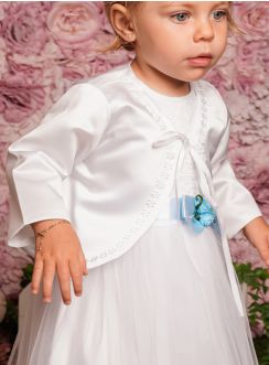 Petite veste blanche bébé ou petite fille en satin