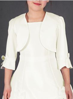 Veste mariage fille baptême communion satin blanc ou ivoire ivoire - ecru 14 ans