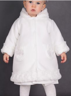 Manteau blanc bébé fille en polaire