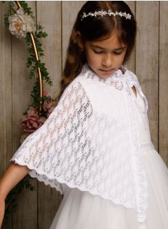 Cape crochet blanche bébé et fille baptême communion