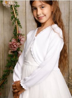 GILET blanc fille pour mariage cérémonie baptême communion enfant