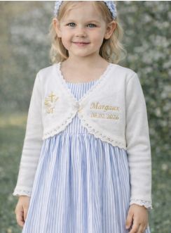 GILET blanc fille pour mariage cérémonie baptême communion enfant