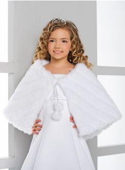 cape en fourrure pour ceremonie enfant blanche