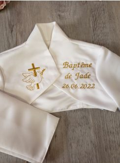 Boléro satin manches longues Croix et Colombe