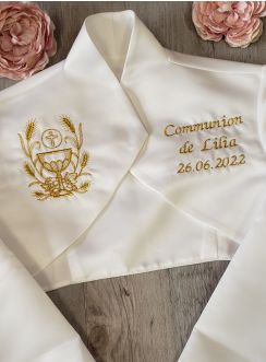 Boléro communion fille broderie calice