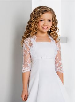 Boléro fille brodé dentelle cérémonie mariage blanc