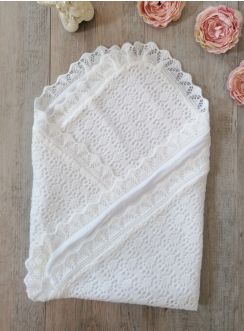 Couverture de baptême crochet blanche bébé intérieur coton