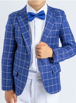 veste costume garcon carreau bleu
