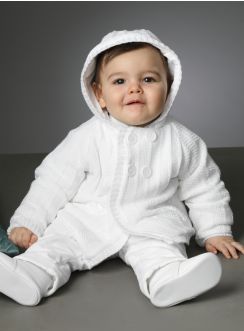 manteau blanc bébé garcon tricot doublé