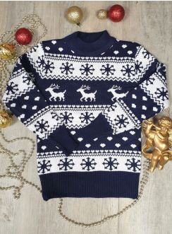 Pull Noël enfant marine étoile des neiges