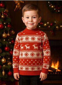 Pull Noël enfant marine étoile des neiges