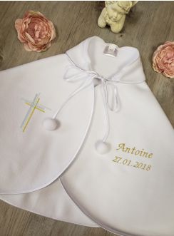 Cape blanche baptême ou communion Croix Chrétienne