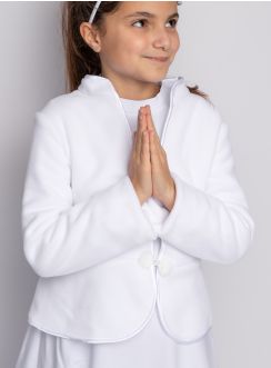 Boléro polaire blanc manches longues Communion