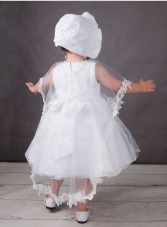 Cape de baptême fille tulle et dentelle Blanc bébé
