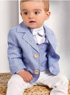 Veste bébé garçon pour cérémonie bleu ciel rayé